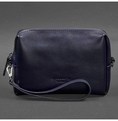 Шкіряна косметичка-несесер (темно-синя) шкіра Krast