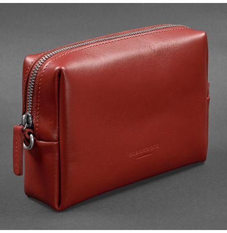 Кожаная косметичка-несессер (красная) кожа Krast