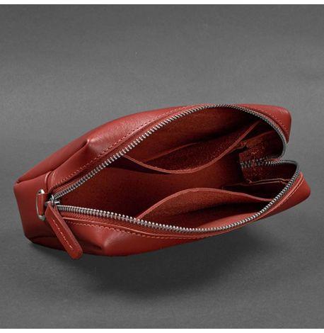 Кожаная косметичка-несессер (красная) кожа Krast