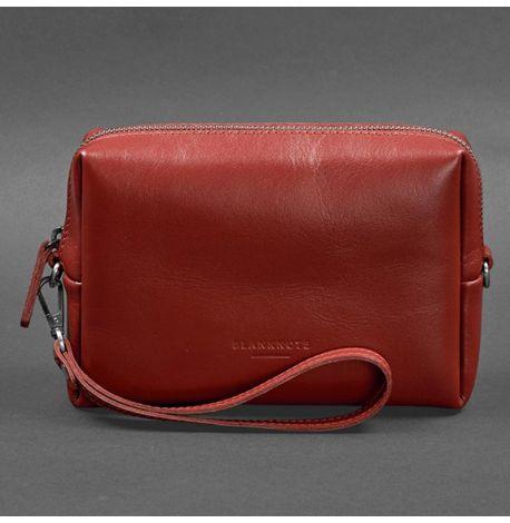 Кожаная косметичка-несессер (красная) кожа Krast