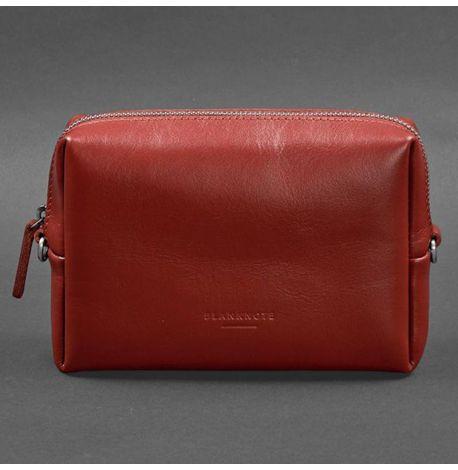 Кожаная косметичка-несессер (красная) кожа Krast