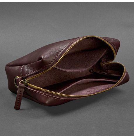 Кожаная косметичка-несессер (бордовый) кожа Krast