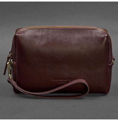 Кожаная косметичка-несессер (бордовый) кожа Krast