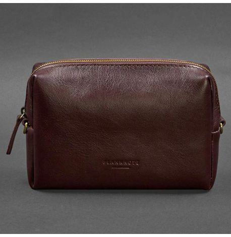 Кожаная косметичка-несессер (бордовый) кожа Krast