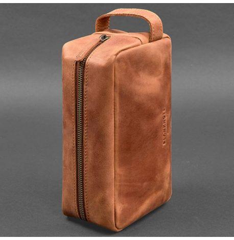 Кожаная косметичка-несессер 6.0 (светло-коричневая) кожа Crazy Horse