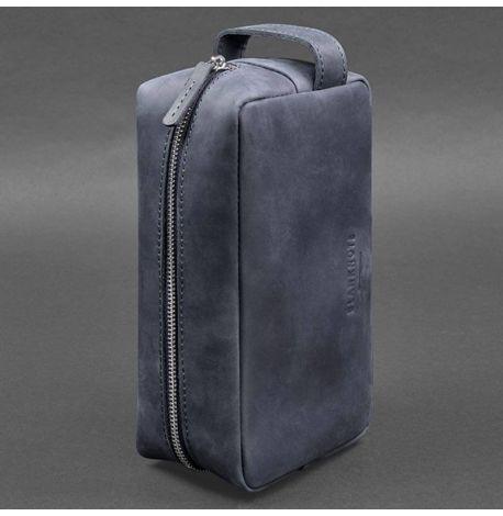 Шкіряна косметичка-несесер 6.0 (темно-синя) шкіра Crazy Horse