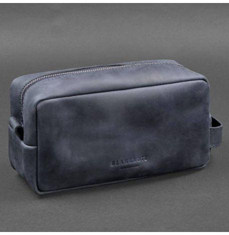 Шкіряна косметичка-несесер 6.0 (темно-синя) шкіра Crazy Horse