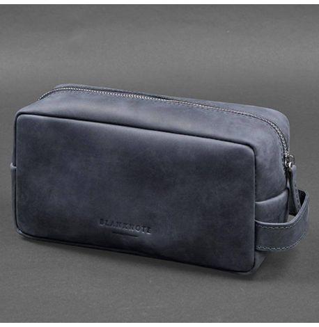 Шкіряна косметичка-несесер 6.0 (темно-синя) шкіра Crazy Horse