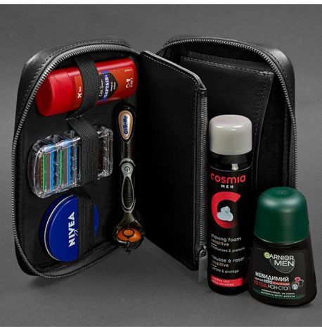 Шкіряна косметичка-несесер 7.0 (чорна) шкіра Krast