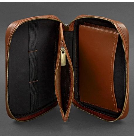 Кожаная косметичка-несессер 7.0 (светло-коричневая) кожа Krast