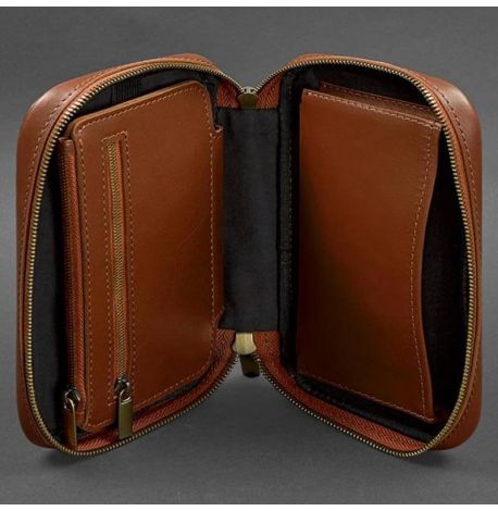 Кожаная косметичка-несессер 7.0 (светло-коричневая) кожа Krast