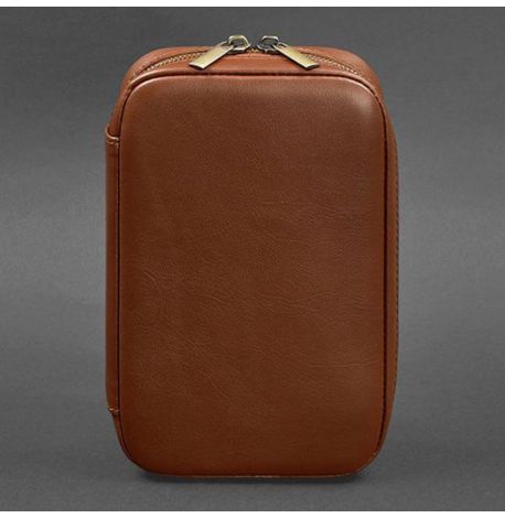 Кожаная косметичка-несессер 7.0 (светло-коричневая) кожа Krast