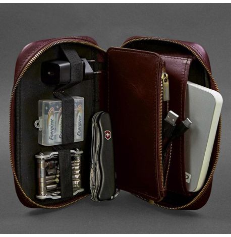 Кожаная косметичка-несессер 7.0 (бордовая) кожа Krast