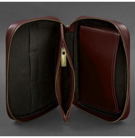 Кожаная косметичка-несессер 7.0 (бордовая) кожа Krast