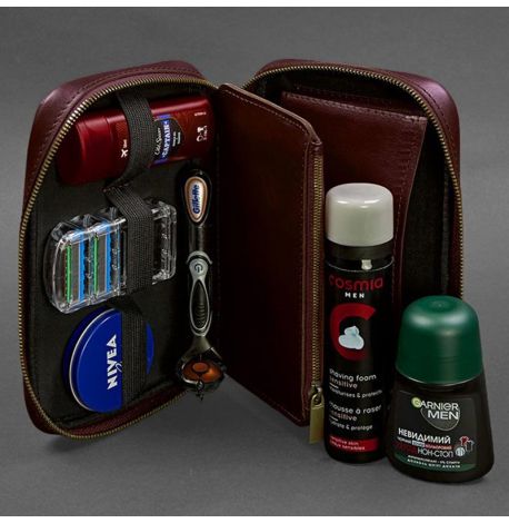 Кожаная косметичка-несессер 7.0 (бордовая) кожа Krast