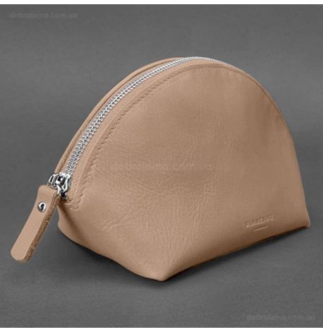Женская кожаная косметичка 8.0 (светло-бежевая)