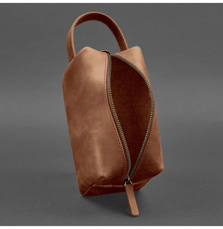 Шкіряна косметичка-несесер 5.0 (світло-коричневий) шкіра Crazy Horse