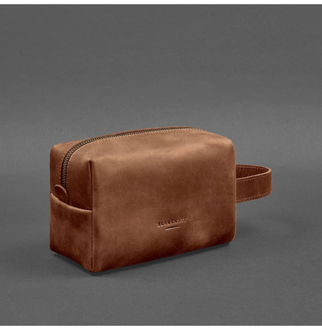 Шкіряна косметичка-несесер 5.0 (світло-коричневий) шкіра Crazy Horse