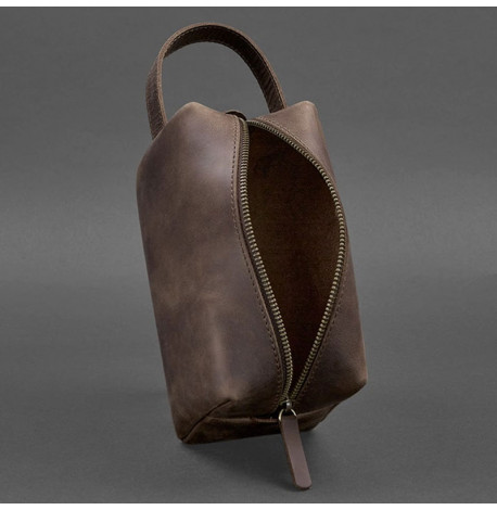 Кожаная косметичка-несессер 5.0 (темно-коричневая) кожа Crazy Horse