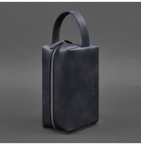 Кожаная косметичка-несессер 5.0 (темно-синяя) кожа Crazy Horse