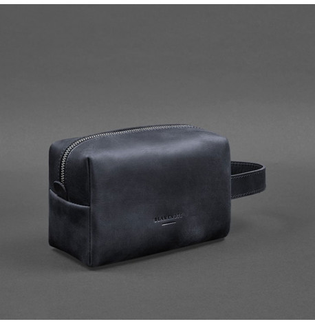 Кожаная косметичка-несессер 5.0 (темно-синяя) кожа Crazy Horse