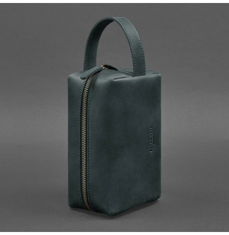 Шкіряна косметичка-несесер 5.0 (зелена) шкіра Crazy Horse