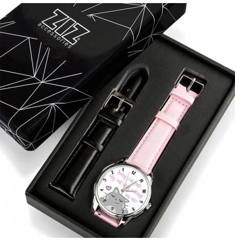 Жіночій наручний годинник зі зворотним ходом ZIZ "Котики не спізнюються"