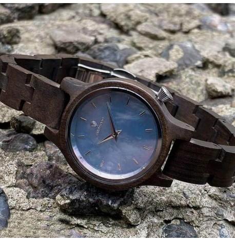 Дерев'яний жіночий наручний годинник Skinwood Blue Star