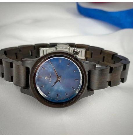 Дерев'яний жіночий наручний годинник Skinwood Blue Star