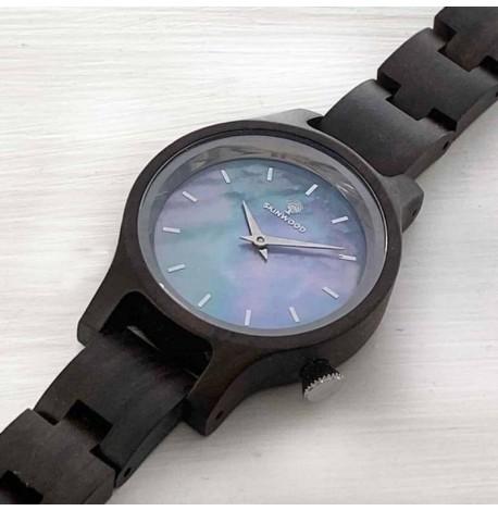 Дерев'яний жіночий наручний годинник Skinwood Blue Star