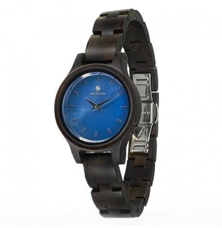 Дерев'яний жіночий наручний годинник Skinwood Blue Star