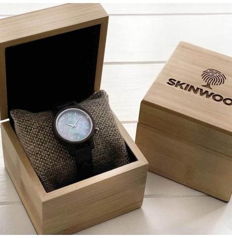 Дерев'яний жіночий наручний годинник Skinwood Blue Star