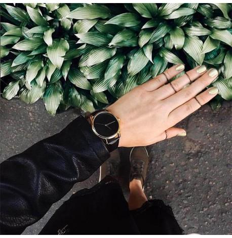 Женские наручные часы ZIZ "Черный минимализм" (золото-черный)