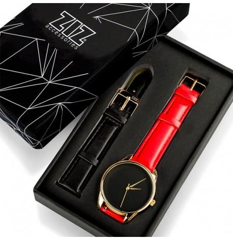 Жіночій наручний годинник ZIZ "Чорний мінімалізм" (золото-червоний)