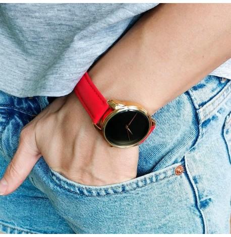 Жіночій наручний годинник ZIZ "Чорний мінімалізм" (золото-червоний)