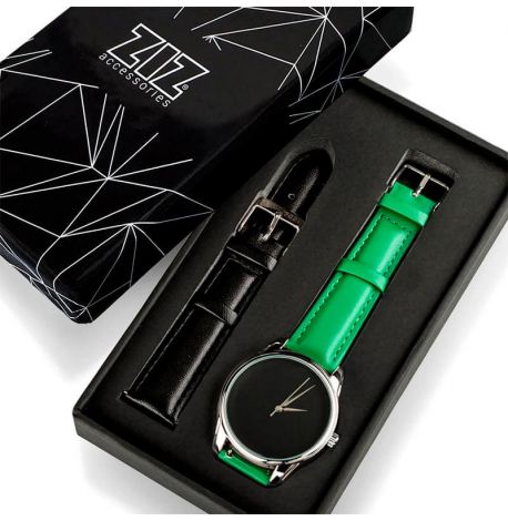 Женские наручные часы ZIZ "Черный минимализм" (зеленый)