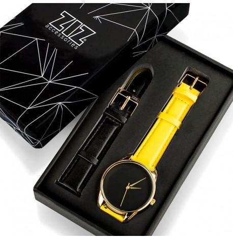 Женские наручные часы ZIZ "Черный минимализм" (золото-желтый)