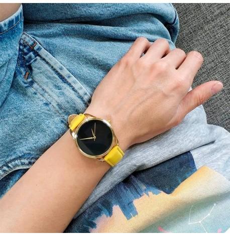 Женские наручные часы ZIZ "Черный минимализм" (золото-желтый)