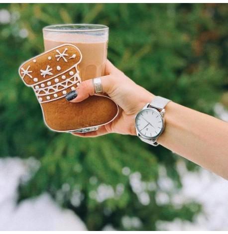 Жіночій металевий наручний годинник ZIZ "Чорним по білому"