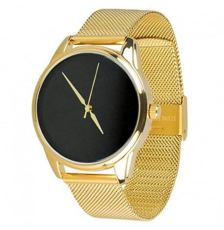 Жіночій металевий наручний годинник ZIZ "Мінімалізм чорний" (золото)