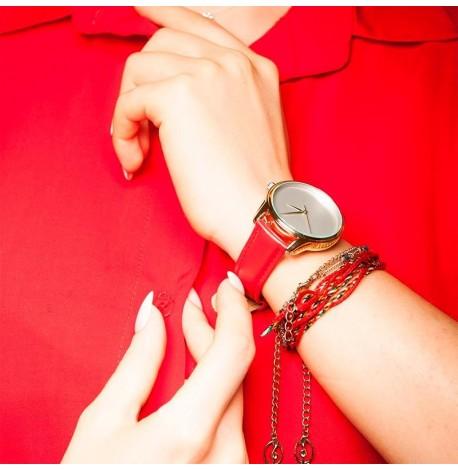 Жіночій наручний годинник ZIZ "Мінімалізм" (золото-червоний)