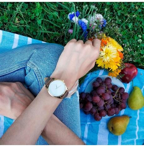 Женские наручные часы ZIZ "Минимализм" (золото - серо-коричневый)