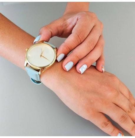 Жіночій наручний годинник ZIZ "Мінімалізм" (золото - світло-блакитний)