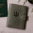 Обкладинка-портмоне для військового квитка та посвідчення УБД 37.0 (хакі), шкіра Crazy Horse