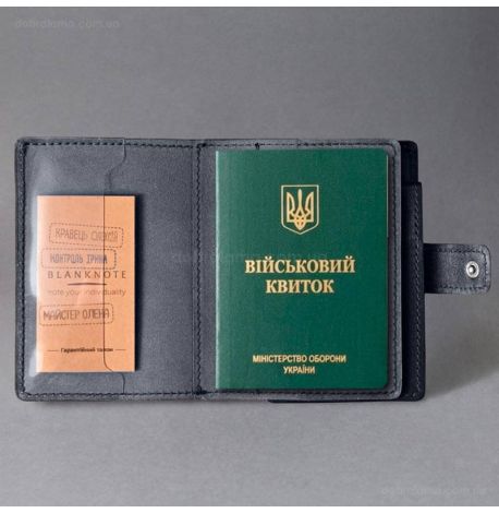 Обложка-портмоне для военного билета и удостоверения УБД 37.0 (темно-синяя), кожа Krast