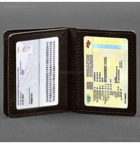 Кожаная обложка для прав или id-паспорта 2.0 (темно-коричневая)