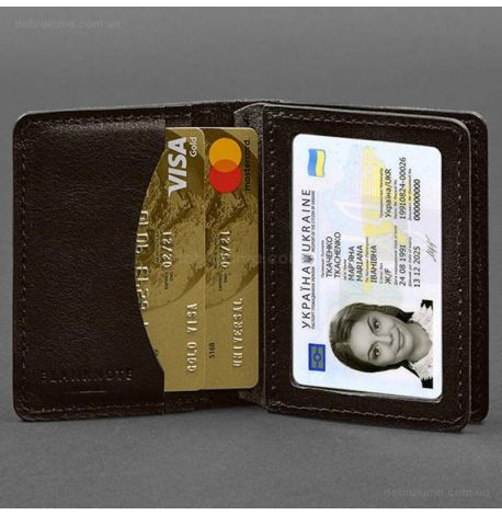 Кожаная обложка для прав или id-паспорта 2.0 (темно-коричневая)