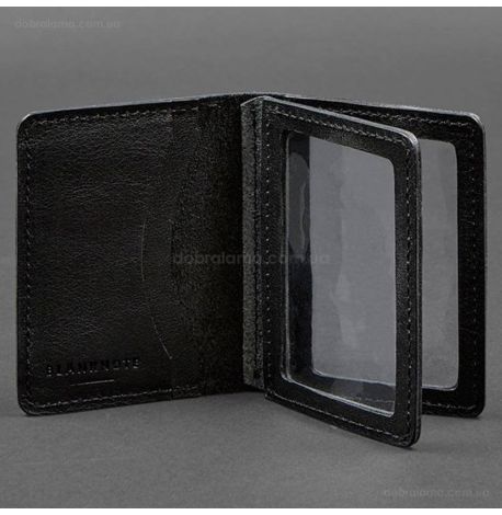 Кожаная обложка для прав или id-паспорта 2.0 (черная)