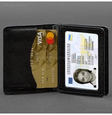 Кожаная обложка для прав или id-паспорта 2.0 (черная)