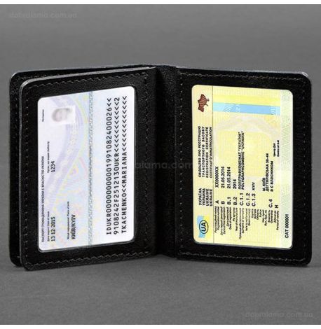 Кожаная обложка для прав или id-паспорта 2.0 (черная)